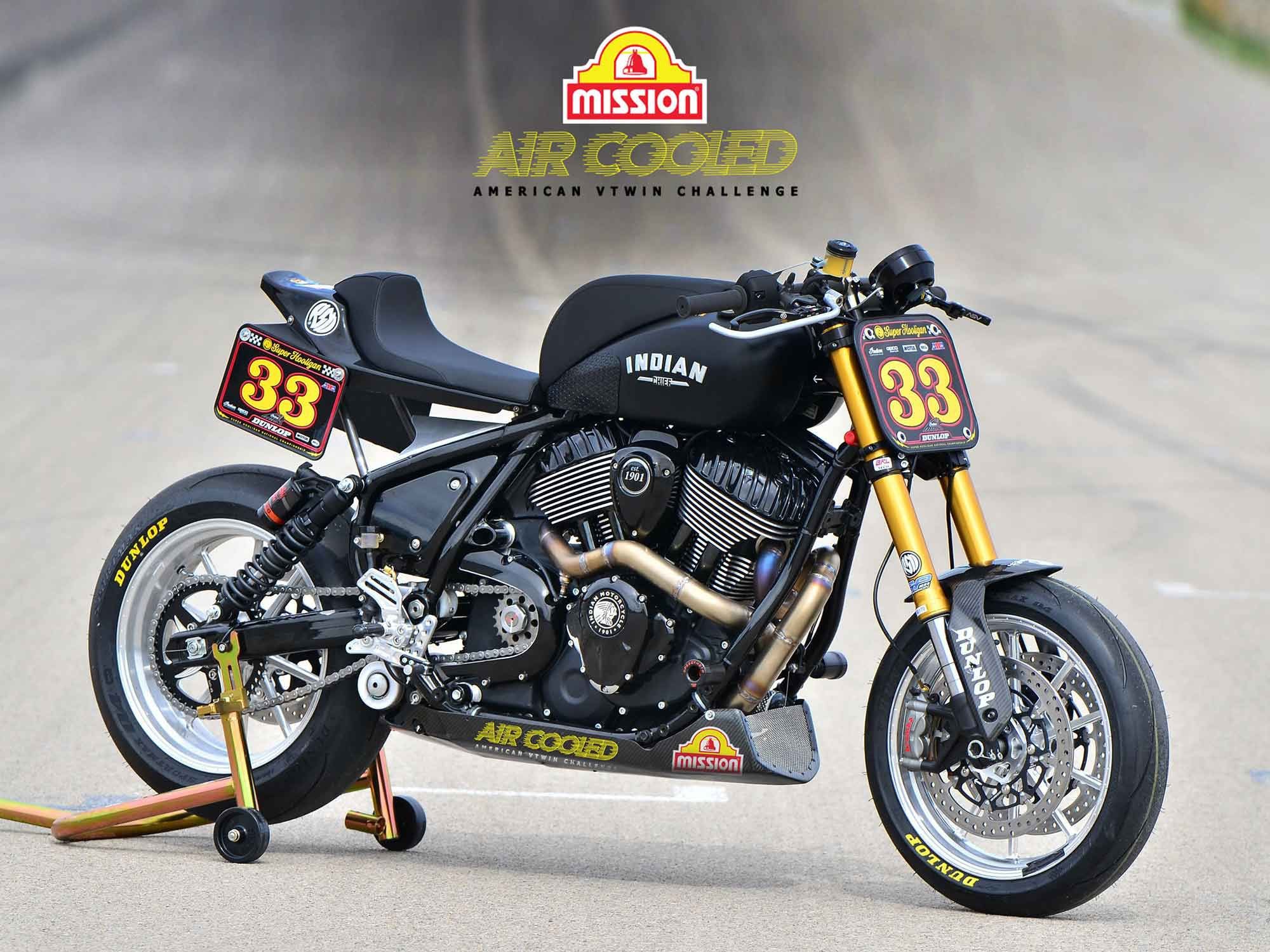 This Indian Chief was built by Roland Sands Design and raced by Rennie Scaysbrook in the Super Hooligan National Championship.