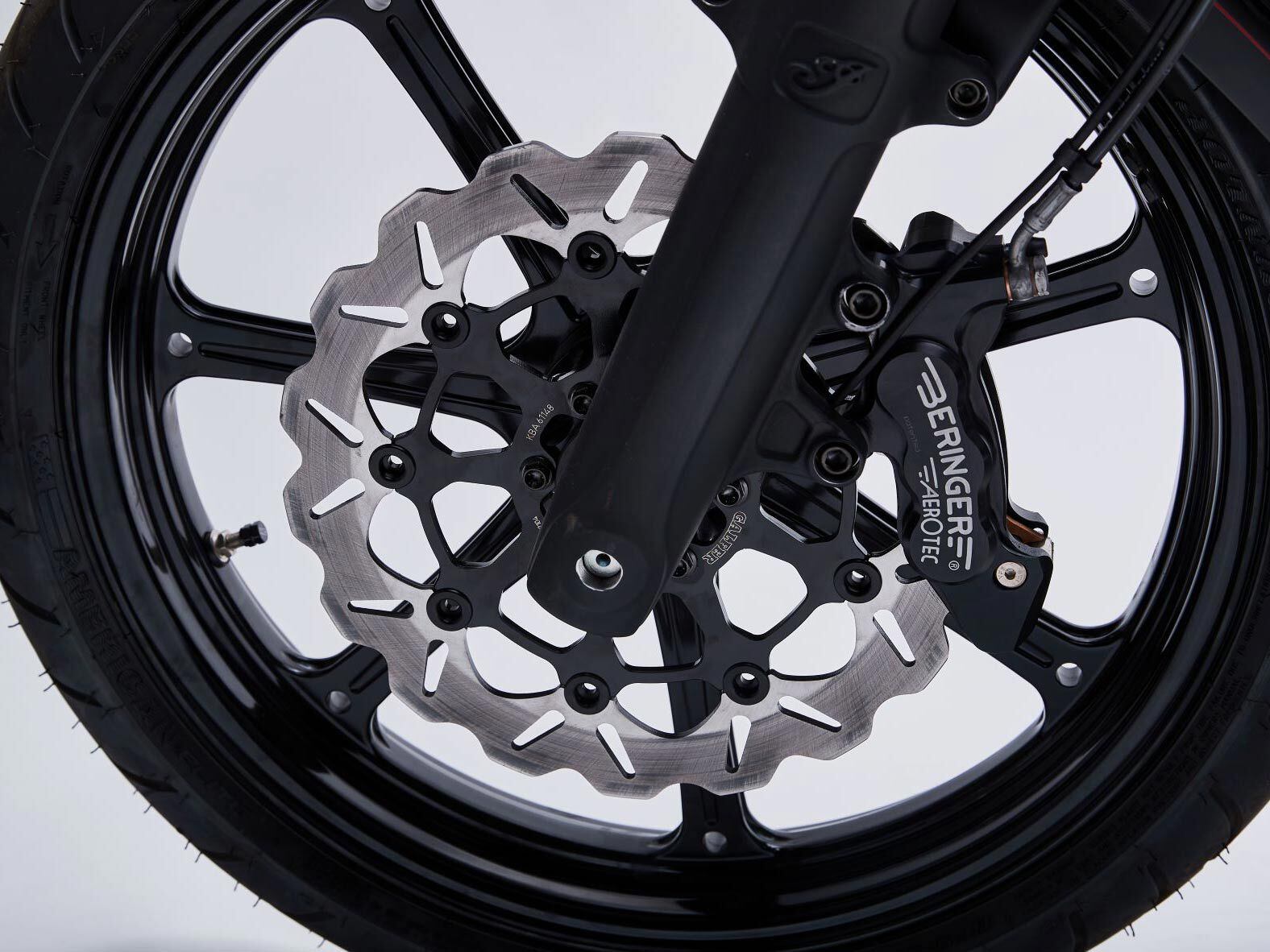 The big brake upgrade features Beringer calipers (and master cylinder) along with Galfer Wave rotors.