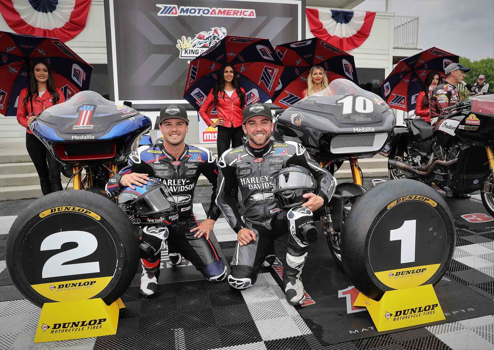 The Wyman brothers take a bow at the podium in Road America.